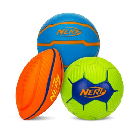 NERF Mini Stress Foam Sport Ball Set - Kids Mini Sports Ball Set - Includes Foam Micro Football, Soccer Ball + Basketball - NERF Soft Stress Relief Foam Sports Set for Kids - Multicolor
