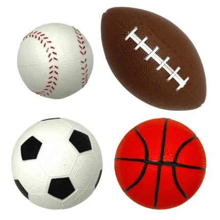 Play Day Inflatable Children's Mini Sports Ball Set, Rubber Multicolor/Multisports, 4-Pack